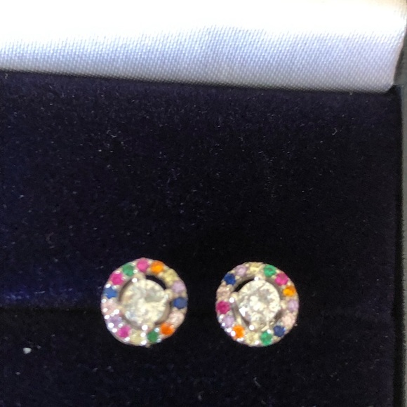 NWOT Sterling Silver Multicoloured Cubic Zirconia Earrings - Picture 4 of 7